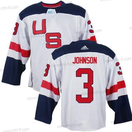 USA maajoukkue #3 Jack Johnson Valkoinen 2016 World Cup Of Jääkiekko Game Paita – Miesten