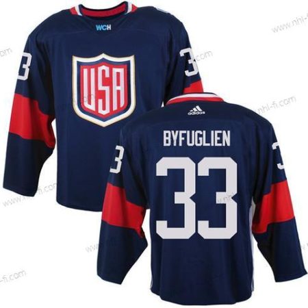 USA maajoukkue #33 Dustin Byfuglien Laivastonsininen Sininen 2016 World Cup Of Jääkiekko Game Paita – Miesten