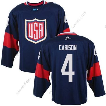 USA maajoukkue #4 John Carlson Laivastonsininen Sininen 2016 World Cup Of Jääkiekko Game Paita – Miesten