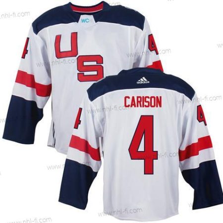 USA maajoukkue #4 John Carlson Valkoinen 2016 World Cup Of Jääkiekko Game Paita – Miesten