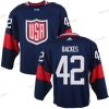 USA maajoukkue #42 David Backes Laivastonsininen Sininen 2016 World Cup Of Jääkiekko Game Paita – Miesten