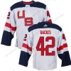 USA maajoukkue #42 David Backes Valkoinen 2016 World Cup Of Jääkiekko Game Paita – Miesten