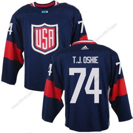 USA maajoukkue #74 T. J. Oshie Laivastonsininen Sininen 2016 World Cup Of Jääkiekko Game Paita – Miesten