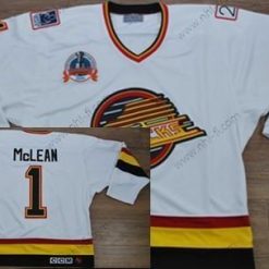 Vancouver Canucks #1 Kirk Mclean Valkoinen Retro CCM Paita – Miesten