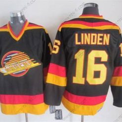 Vancouver Canucks #16 Trevor Linden 1985-86 Musta CCM Vintage Paita – Miesten