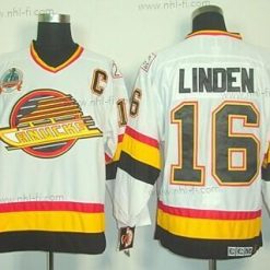 Vancouver Canucks #16 Trevor Linden Valkoinen Retro CCM Paita – Miesten