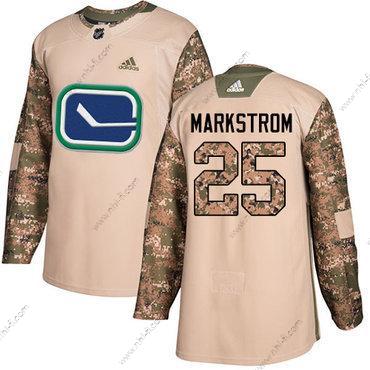 Vancouver Canucks #25 Jacob Markstrom Maastokuvio Aito 2017 Veterans Day Ommeltu NHL Paita – Nuoret