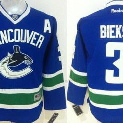 Vancouver Canucks #3 Kevin Bieksa Sininen Paita – Lasten