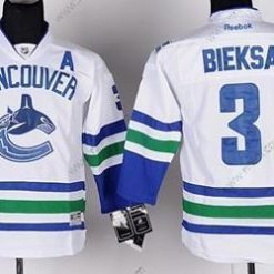 Vancouver Canucks #3 Kevin Bieksa Valkoinen Paita – Lasten