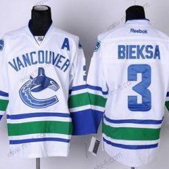 Vancouver Canucks #3 Kevin Bieksa Valkoinen Paita – Miesten