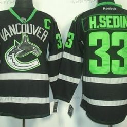 Vancouver Canucks #33 Henrik Sedin Musta Ice Paita – Miesten