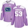 Vancouver Canucks #53 Bo Horvat Violetti Aito Taistelee syöpää vastaan Ommeltu NHL Paita – Nuoret