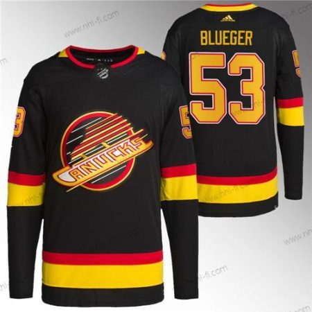 Vancouver Canucks #53 Teddy Sininenger Musta Retro Ommeltu Paita – Miesten