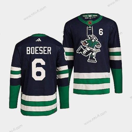 Vancouver Canucks #6 Brock Boeser Laivastonsininen 2022 Käänteinen Retro Ommeltu Paita – Miesten