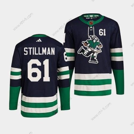 Vancouver Canucks #61 Riley Stillman Laivastonsininen 2022 Käänteinen Retro Ommeltu Paita – Miesten