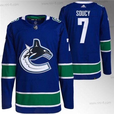 Vancouver Canucks #7 Carson Soucy Sininen Ommeltu Paita – Miesten