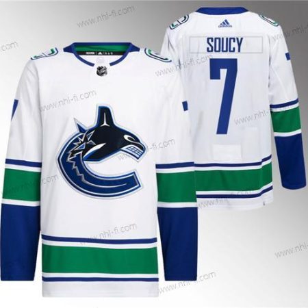 Vancouver Canucks #7 Carson Soucy Valkoinen Ommeltu Paita – Miesten