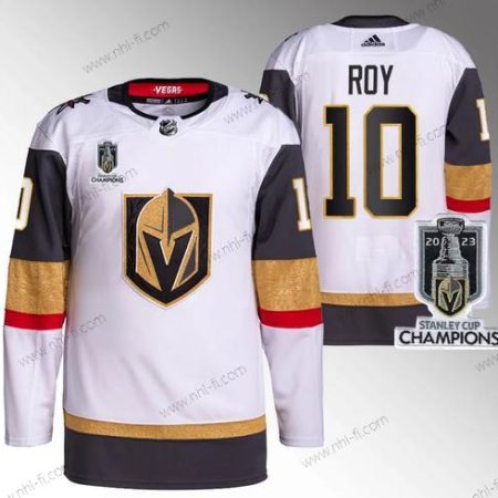 Vegas Golden Knights #10 Nicolas Roy Valkoinen 2023 Stanley Cup Champions Ommeltu Paita – Miesten