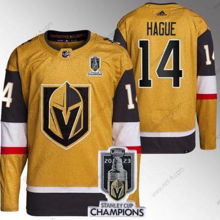 Vegas Golden Knights #14 Nicolas Hague Kulta 2023 Stanley Cup Champions Ommeltu Paita – Miesten