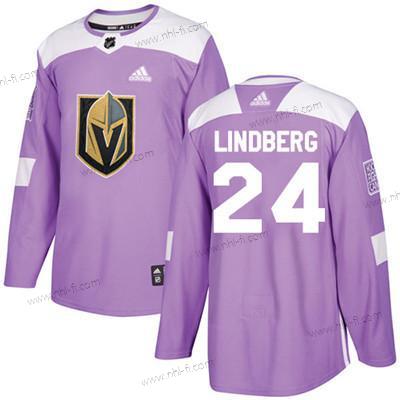 Vegas Golden Knights #24 Oscar Lindberg Violetti Aito Taistelee syöpää vastaan Ommeltu NHL Paita – Nuoret