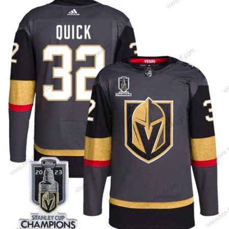 Vegas Golden Knights #32 Jonathan Quick Harmaa 2023 Stanley Cup Champions Ommeltu Paita – Miesten