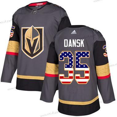 Vegas Golden Knights #35 Oscar Dansk Harmaa Kotiottelu Aito USA Flag Ommeltu NHL Paita – Nuoret