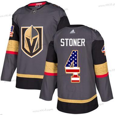 Vegas Golden Knights #4 Clayton Stoner Harmaa Kotiottelu Aito USA Flag Ommeltu NHL Paita – Nuoret