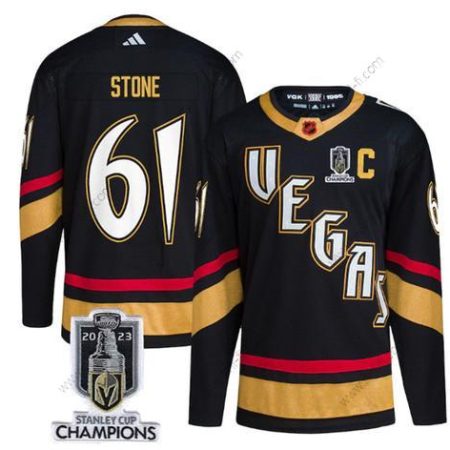 Vegas Golden Knights #61 Mark Stone Musta 2023 Stanley Cup Champions Käänteinen Retro Ommeltu Paita – Miesten