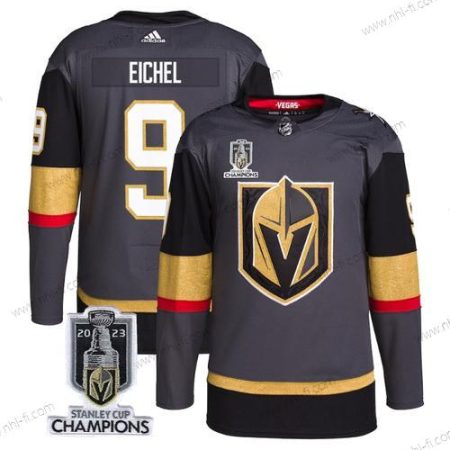 Vegas Golden Knights #9 Jack Eichel Harmaa 2023 Stanley Cup Champions Ommeltu Paita – Miesten