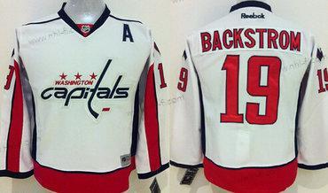 Washington Capitals #19 Nicklas Backstrom Valkoinen Paita – Lasten