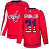 Washington Capitals #31 Philipp Grubauer Punainen Kotiottelu Aito USA Flag Ommeltu NHL Paita – Nuoret