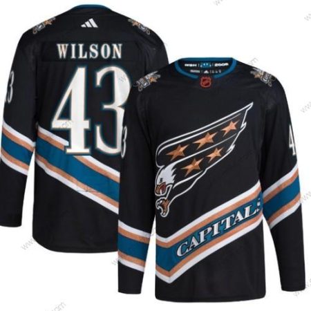 Washington Capitals #43 Tom Wilson Musta 2022-23 Käänteinen Retro Ommeltu Paita – Miesten