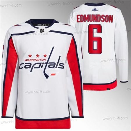 Washington Capitals #6 Joel Edmundson Valkoinen Ommeltu Paita – Miesten