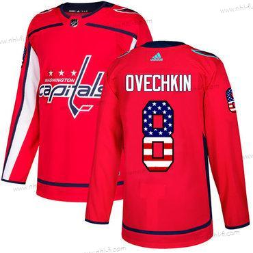 Washington Capitals #8 Alex Ovechkin Punainen Kotiottelu Aito USA Flag Ommeltu NHL Paita – Nuoret