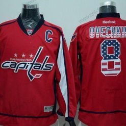 Washington Capitals #8 Alex Ovechkin Reebok Punainen USA Flag Jääkiekko Paita – Miesten