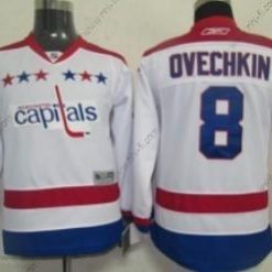 Washington Capitals #8 Alex Ovechkin Valkoinen Vieras Paita – Lasten