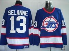 Winnipeg Jets #13 Teemu Selanne Laivastonsininen Sininen Retro CCM Paita – Miesten