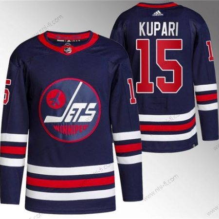 Winnipeg Jets #15 Rasmus Kupari 2021-22 Laivastonsininen Ommeltu Paita – Miesten