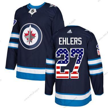 Winnipeg Jets #27 Nikolaj Ehlers Laivastonsininen Sininen Kotiottelu Aito USA Flag Ommeltu NHL Paita – Nuoret