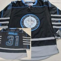 Winnipeg Jets #31 Ondrej Pavelec Musta Ice Paita – Miesten