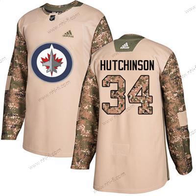 Winnipeg Jets #34 Michael Hutchinson Maastokuvio Aito 2017 Veterans Day Ommeltu NHL Paita – Nuoret