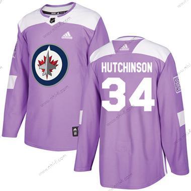 Winnipeg Jets #34 Michael Hutchinson Violetti Aito Taistelee syöpää vastaan Ommeltu NHL Paita – Nuoret