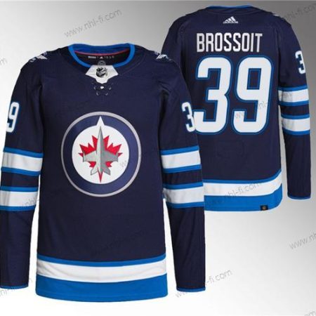 Winnipeg Jets #39 Laurent Brossoit Laivastonsininen Ommeltu Paita – Miesten