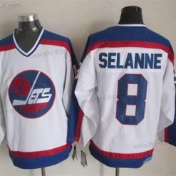 Winnipeg Jets #8 Teemu Selanne 1979-80 Valkoinen CCM Vintage Paita – Miesten