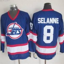 Winnipeg Jets #8 Teemu Selanne 1990-91 Laivastonsininen Sininen CCM Vintage Paita – Miesten