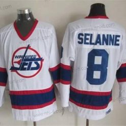 Winnipeg Jets #8 Teemu Selanne 1990-91 Valkoinen CCM Vintage Paita – Miesten