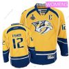 WoNashville Predators #12 Mike Fisher Keltainen 2017 Stanley Cup Finals C Patch Ommeltu NHL Reebok Jääkiekko Paita – Miesten