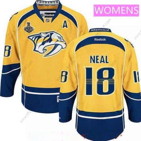 WoNashville Predators #18 James Neal Keltainen 2017 Stanley Cup Finals A Patch Ommeltu NHL Reebok Jääkiekko Paita – Miesten