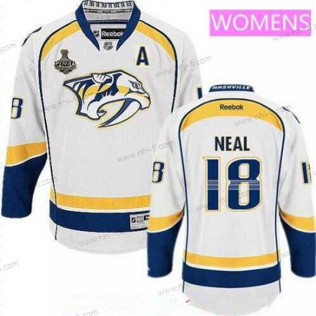 WoNashville Predators #18 James Neal Valkoinen 2017 Stanley Cup Finals A Patch Ommeltu NHL Reebok Jääkiekko Paita – Miesten