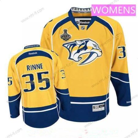 WoNashville Predators #35 Pekka Rinne Keltainen 2017 Stanley Cup Finals Patch Ommeltu NHL Reebok Jääkiekko Paita – Miesten